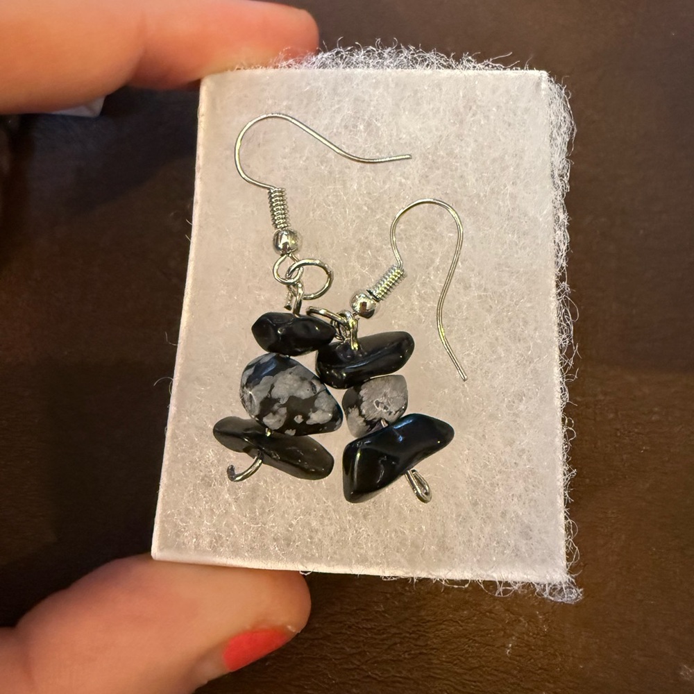 Elegant Black and Silver Dangle Earrings